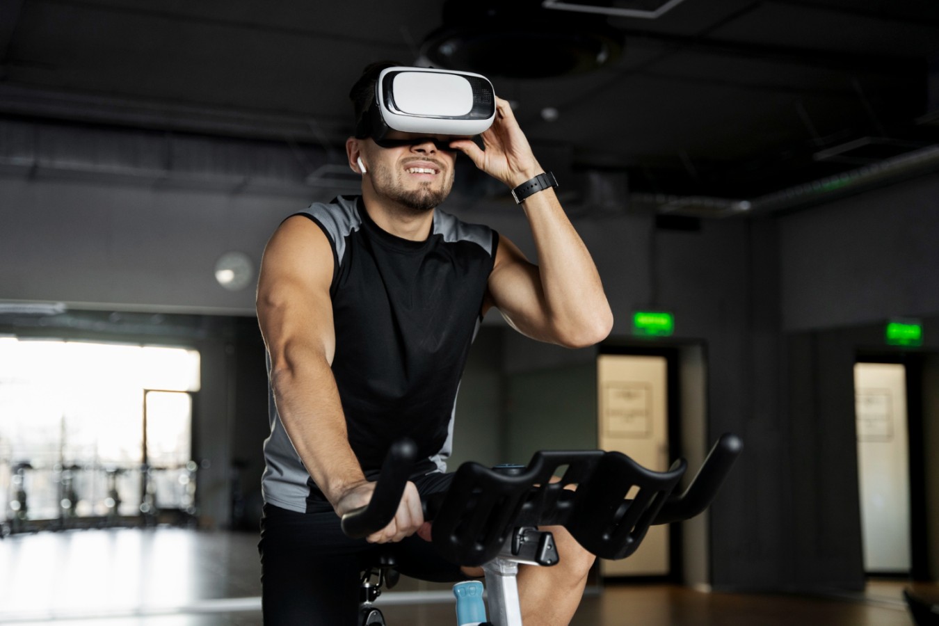 The One Device That Exposes Why VR Locomotion Still Feels Weird: XR Treadmills - 1 man indoor cycling in VR